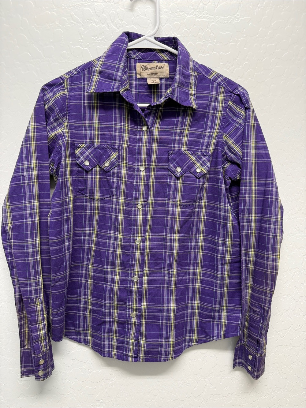 Wrangler Purple Plaid Pearl Snap Western Shirt